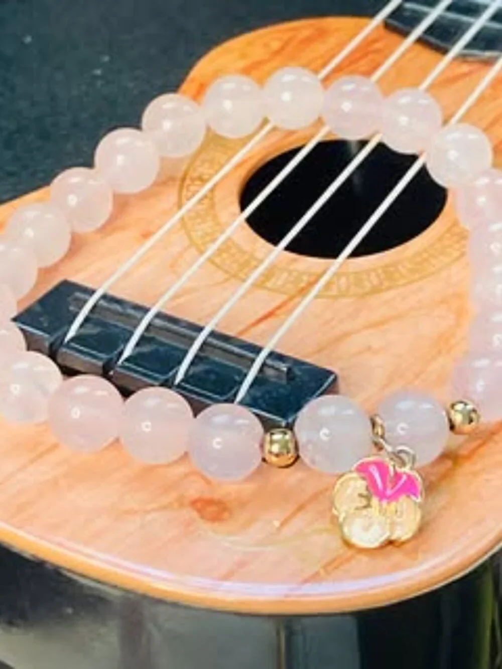 18K Gold Flower * Rose Quartz Beads